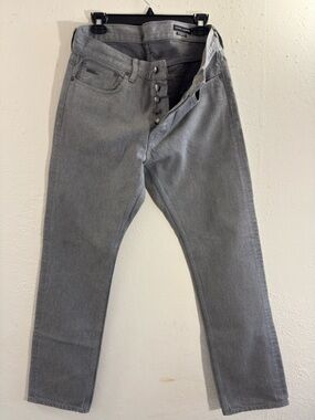 Ralph Lauren Men's Slim Straight Gray Button-Fly Jeans